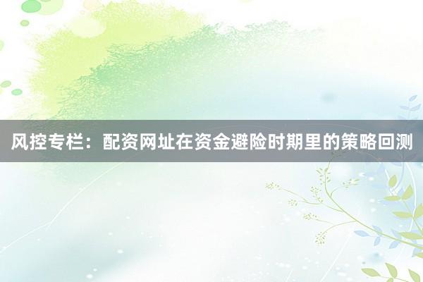 风控专栏:配资网址在资金避险时期里的策略回测