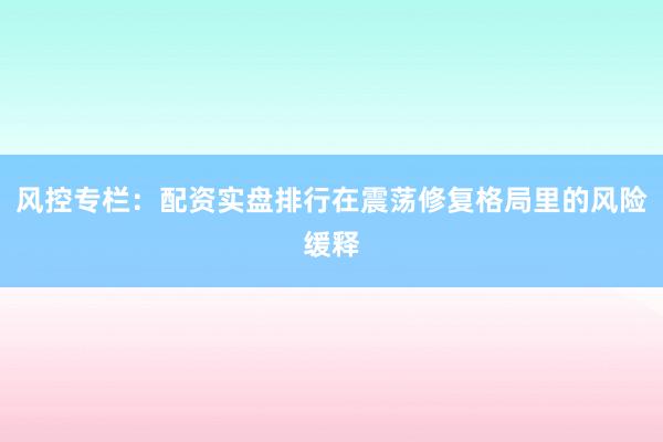 风控专栏：配资实盘排行在震荡修复格局里的风险缓释