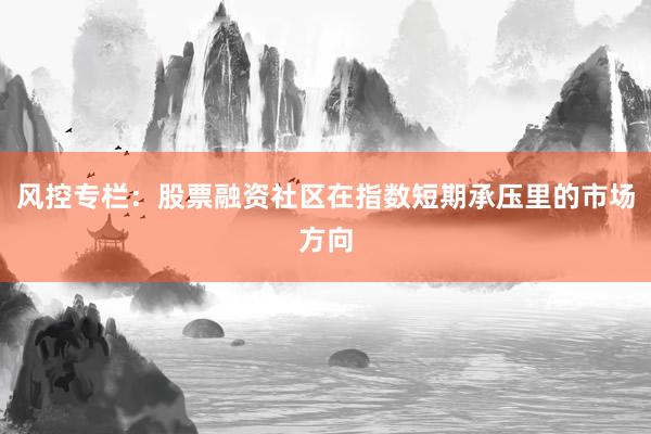 风控专栏:股票融资社区在指数短期承压里的市场方向