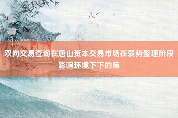 双向交易查询在唐山资本交易市场在弱势整理阶段影响环境下下的策