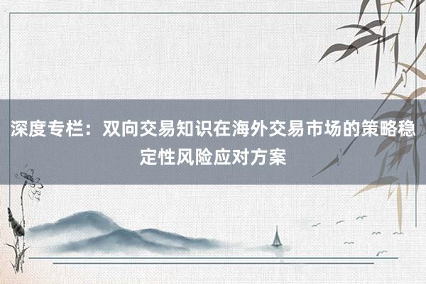 深度专栏：双向交易知识在海外交易市场的策略稳定性风险应对方案
