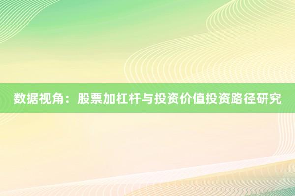 数据视角：股票加杠杆与投资价值投资路径研究
