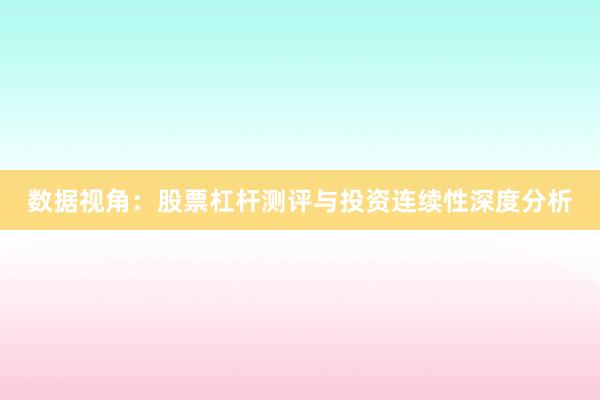 数据视角：股票杠杆测评与投资连续性深度分析