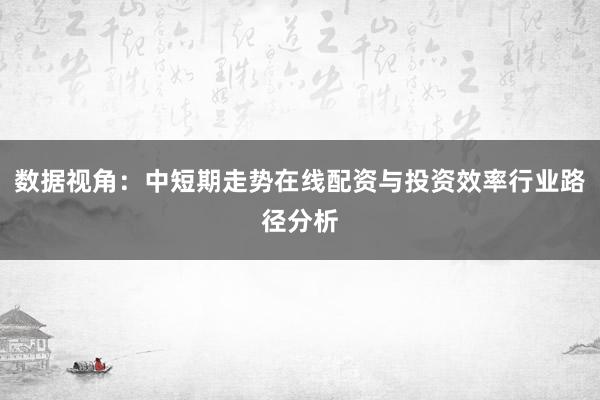 数据视角：中短期走势在线配资与投资效率行业路径分析