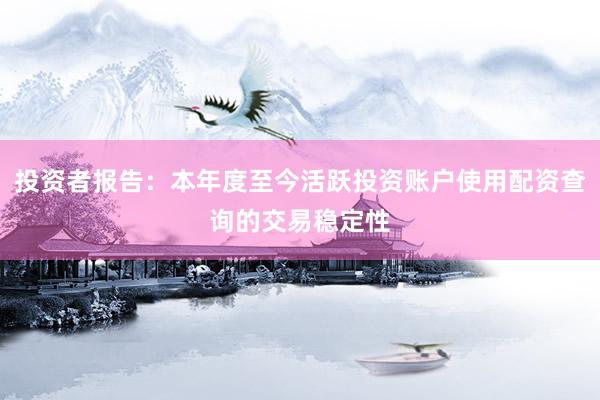投资者报告:本年度至今活跃投资账户使用配资查询的交易稳定性