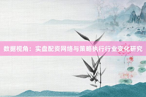 数据视角:实盘配资网络与策略执行行业变化研究