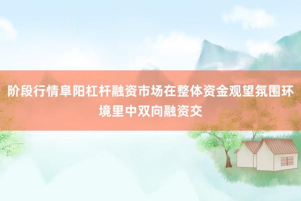 阶段行情阜阳杠杆融资市场在整体资金观望氛围环境里中双向融资交