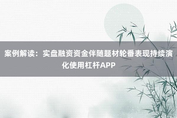 案例解读：实盘融资资金伴随题材轮番表现持续演化使用杠杆APP