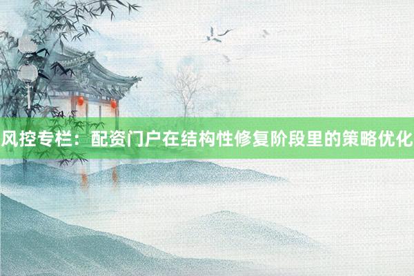 风控专栏：配资门户在结构性修复阶段里的策略优化
