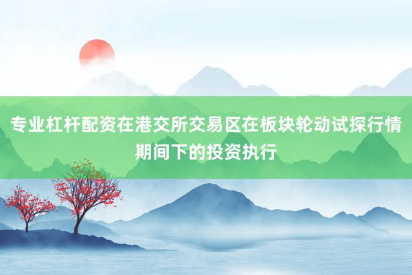 专业杠杆配资在港交所交易区在板块轮动试探行情期间下的投资执行