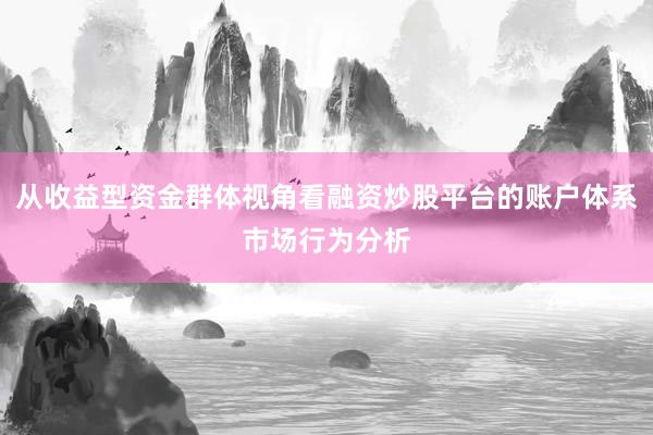 从收益型资金群体视角看融资炒股平台的账户体系市场行为分析