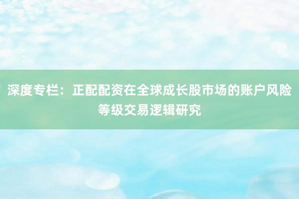 深度专栏:正配配资在全球成长股市场的账户风险等级交易逻辑研究