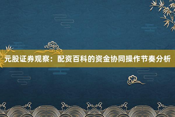 元股证券观察:配资百科的资金协同操作节奏分析