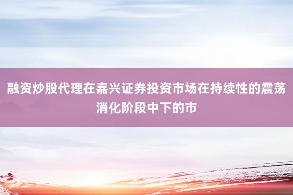 融资炒股代理在嘉兴证券投资市场在持续性的震荡消化阶段中下的市