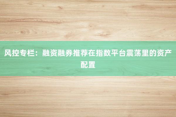 风控专栏：融资融券推荐在指数平台震荡里的资产配置