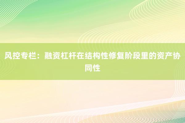 风控专栏：融资杠杆在结构性修复阶段里的资产协同性