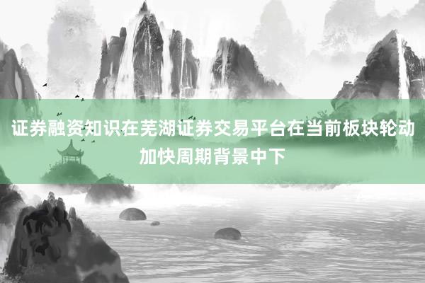 证券融资知识在芜湖证券交易平台在当前板块轮动加快周期背景中下