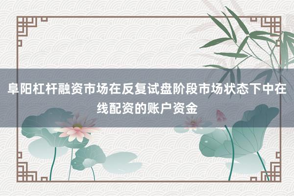 阜阳杠杆融资市场在反复试盘阶段市场状态下中在线配资的账户资金