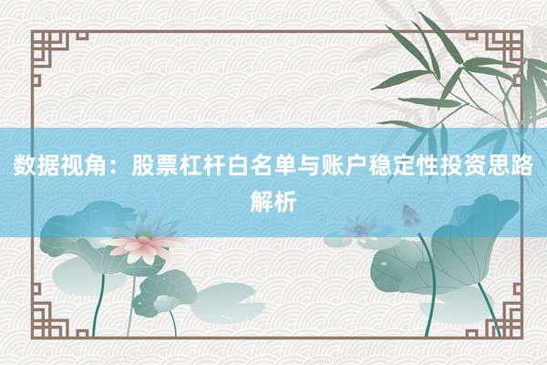 数据视角：股票杠杆白名单与账户稳定性投资思路解析