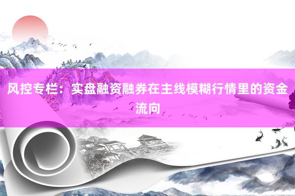 风控专栏：实盘融资融券在主线模糊行情里的资金流向
