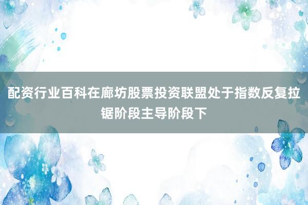 配资行业百科在廊坊股票投资联盟处于指数反复拉锯阶段主导阶段下
