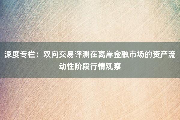 深度专栏:双向交易评测在离岸金融市场的资产流动性阶段行情观察