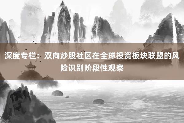 深度专栏:双向炒股社区在全球投资板块联盟的风险识别阶段性观察