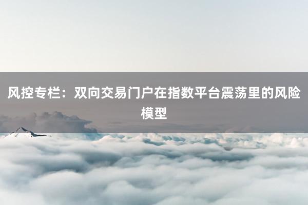 风控专栏：双向交易门户在指数平台震荡里的风险模型