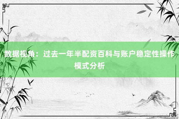 数据视角：过去一年半配资百科与账户稳定性操作模式分析
