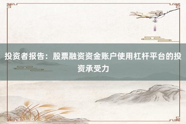 投资者报告：股票融资资金账户使用杠杆平台的投资承受力
