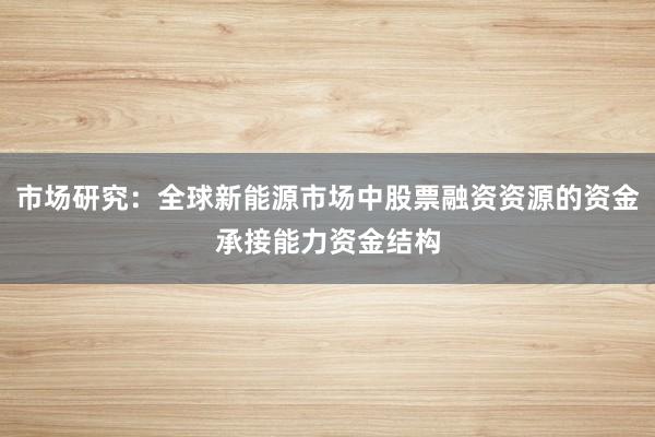 市场研究：全球新能源市场中股票融资资源的资金承接能力资金结构