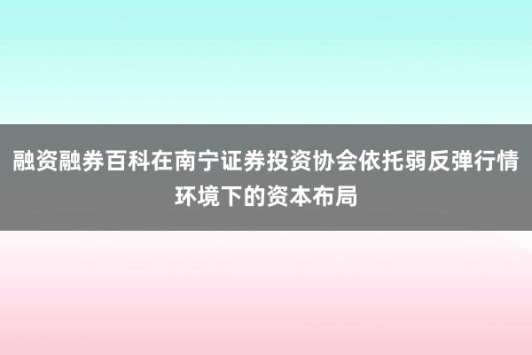 融资融券百科在南宁证券投资协会依托弱反弹行情环境下的资本布局