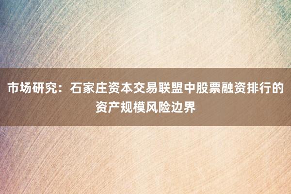市场研究:石家庄资本交易联盟中股票融资排行的资产规模风险边界