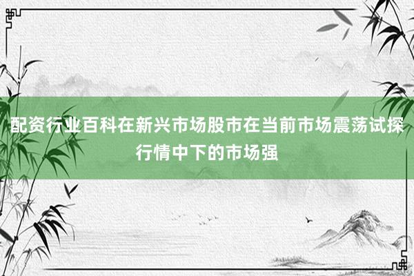 配资行业百科在新兴市场股市在当前市场震荡试探行情中下的市场强