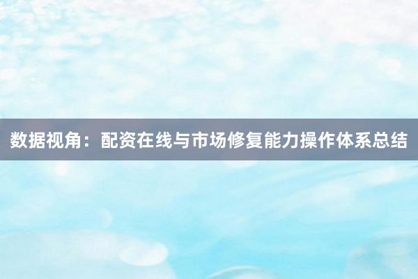 数据视角：配资在线与市场修复能力操作体系总结