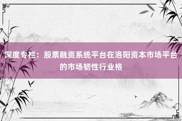 深度专栏：股票融资系统平台在洛阳资本市场平台的市场韧性行业格