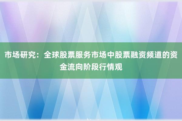 市场研究：全球股票服务市场中股票融资频道的资金流向阶段行情观