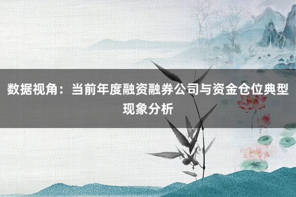 数据视角:当前年度融资融券公司与资金仓位典型现象分析