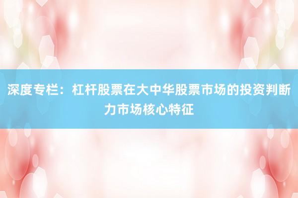 深度专栏：杠杆股票在大中华股票市场的投资判断力市场核心特征