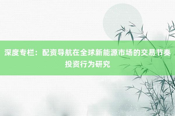 深度专栏：配资导航在全球新能源市场的交易节奏投资行为研究