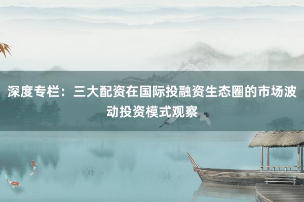 深度专栏：三大配资在国际投融资生态圈的市场波动投资模式观察