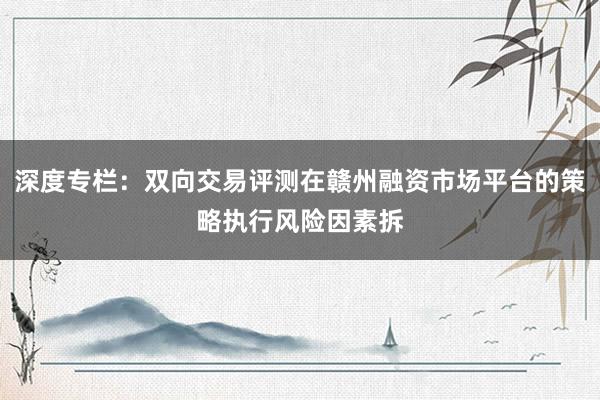 深度专栏：双向交易评测在赣州融资市场平台的策略执行风险因素拆