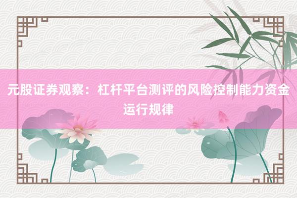 元股证券观察：杠杆平台测评的风险控制能力资金运行规律