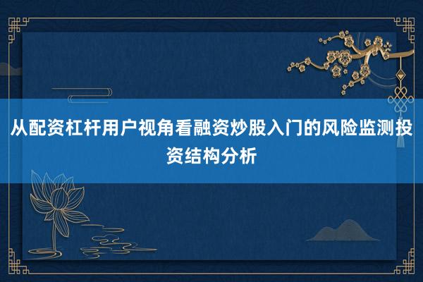 从配资杠杆用户视角看融资炒股入门的风险监测投资结构分析
