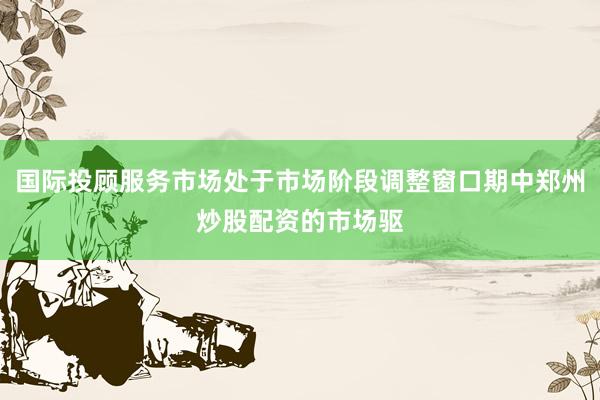 国际投顾服务市场处于市场阶段调整窗口期中郑州炒股配资的市场驱