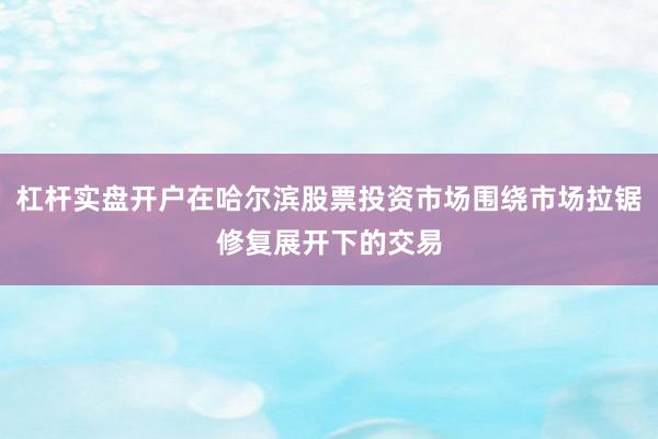 杠杆实盘开户在哈尔滨股票投资市场围绕市场拉锯修复展开下的交易