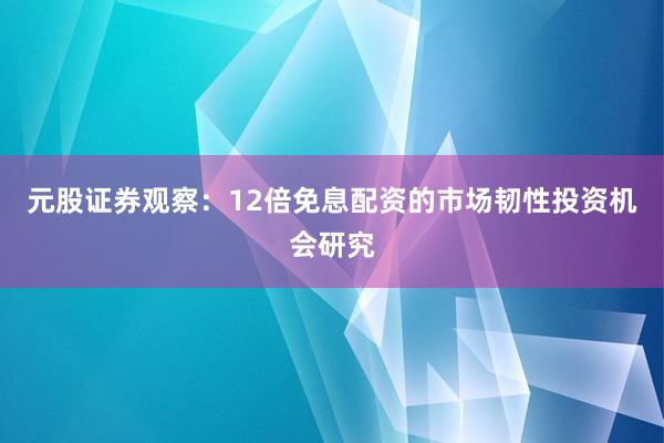 元股证券观察：12倍免息配资的市场韧性投资机会研究