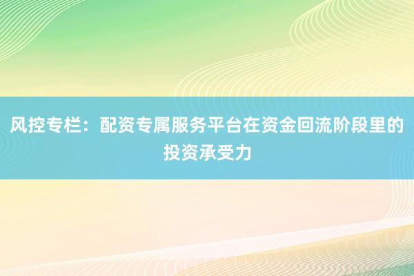 风控专栏：配资专属服务平台在资金回流阶段里的投资承受力