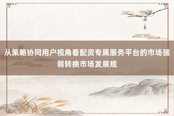 从策略协同用户视角看配资专属服务平台的市场强弱转换市场发展规