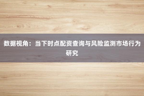 数据视角：当下时点配资查询与风险监测市场行为研究
